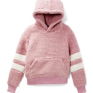 Cutie's Fashions Blush Pink Varsity-Stripe Sherpa Hoodie Girls size 4